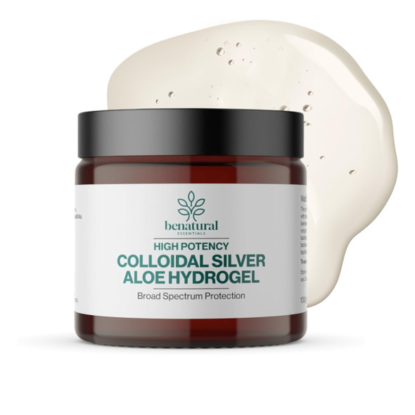 Benatural Essentials Premium Colloidal Silver Aloe Hydrogel 100g | Soothing Gel For Minor Burns Scratches and Rashes | Antibacterial & Antifungal | PH Balanced | Manufactured in the UK