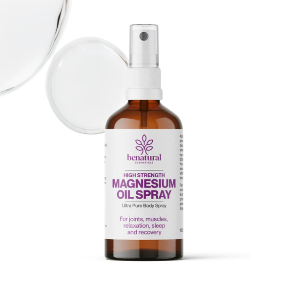 Benatural Essentials Magnesium Oil Spray 100g | High Potency | Soothes Muscles 100g | Made in The UK | pH Balanced