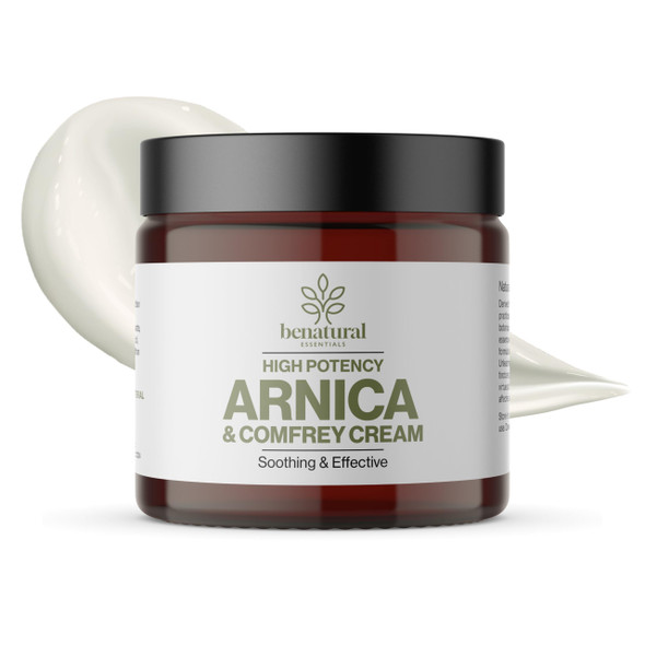 Benatural Essentials All Natural Arnica & Comfrey Cream 100g | For Sprains & Bruises | Botanical Cream for Skin Comfort After Activity | With Jojoba Oil & Vitamin E | pH Balanced | Made in the UK