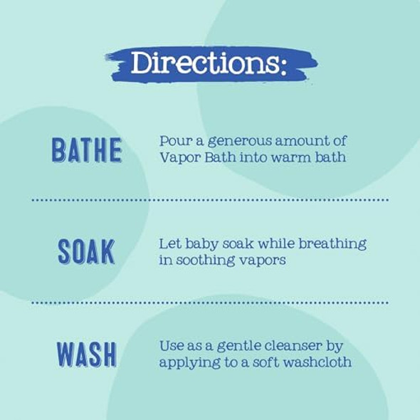 Oilogic Stuffy Nose & Cough Essential Oil Vapor Bath For Babies & Toddlers - Gentle Baby Bath Essentials – Pediatrician-Tested & Safe For Babies 12.9 Fl Oz