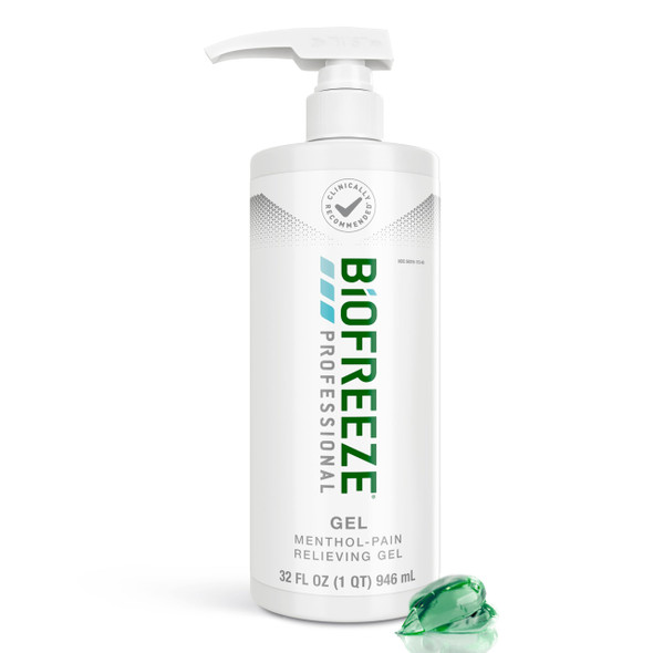 Biofreeze Professional Gel Pain Relief Knee & Lower Back Pain Relief Arthritis Pain Reliever Sore Muscle Relief Neck Pain Relief Cooling Joint Pain Relief Menthol Gel 32 Fl Oz