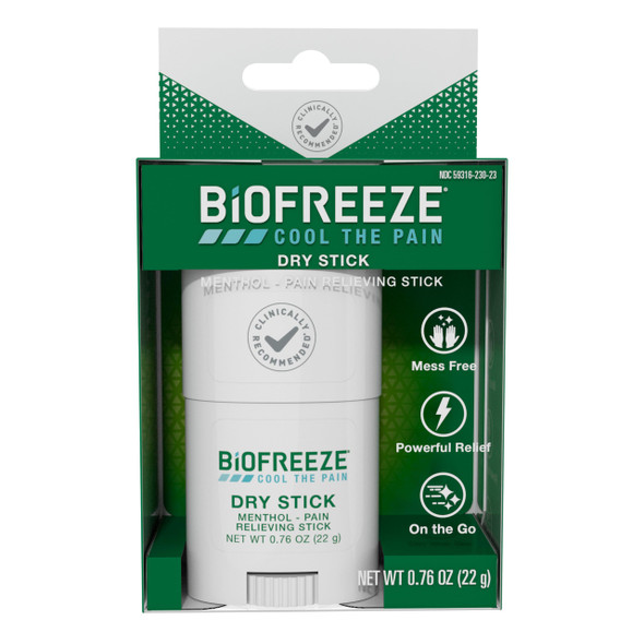 Biofreeze Dry Stick Mess-Free Relief for Neck Shoulder Knee Hip Hand & Joint Cooling Menthol Pain Relief Stick 100+ Uses