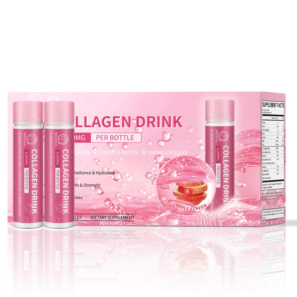 BBEEAAUU Collagen Drink with 6000 mg Marine Collagen Peptides, Liquid Collagen Shots for Women Support Beauty, Collagen Supplements for Skin, Hair and Nail Wellness (0.85 Fl Oz (Pack of 30)