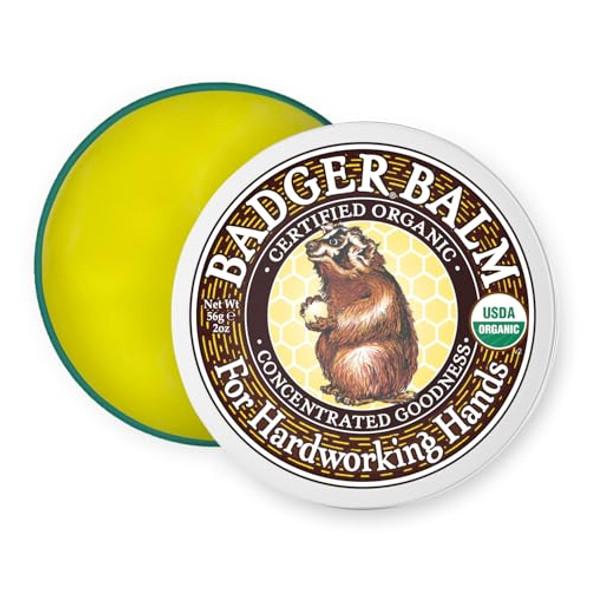 Badger Healing Balm Hard Working Hands Cream Organic Hand Cream For Dry Cracked Hands Long Lasting Hand Moisturizer/Dry Hands Treatment 2 Oz Tin