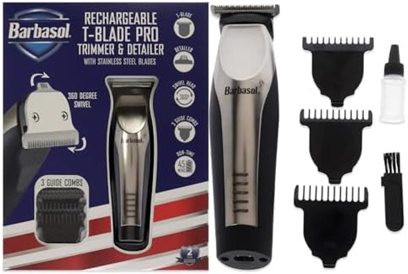 Barbasol Xtreme Digital Lifestyle Accessories T Blade Pro Trimmer Detailer Rechargeable Swivel Head Black Body Rubber Oil Nickel