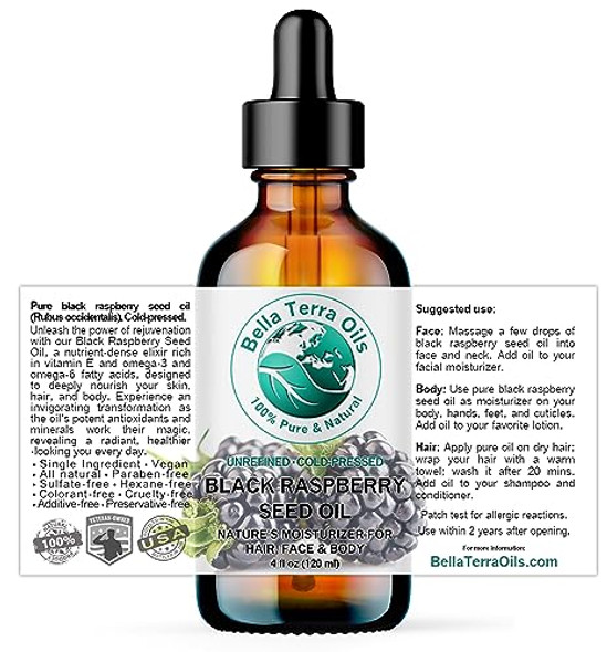 Bella Terra Oils - Black Raspberry Seed Oil 4 Oz - Revel In Antioxidant-Rich Essence Packed With Omega-6 & Omega-9 The Pinnacle Of Skin Nutrient Oils Bella Terra Oils - Black Raspberry Seed Oil 4 Oz - Revel In Antioxidant-Rich Essence Packed With Omega-6 & Omega-9 The Pinnacle Of Skin Nutrient Oils