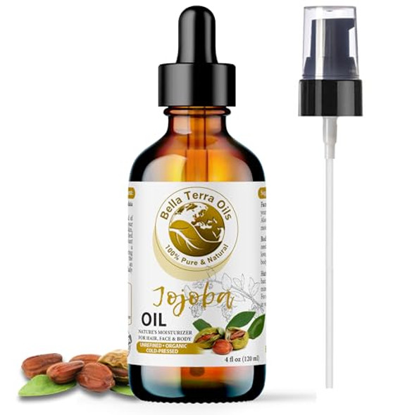 Bella Terra Oils - Organic Jojoba Oil 16Oz - Unveiling Organic Jojoba'S Beauty Secrets Saturated With Vitamin B5 & Folic Acid The Gold Standard Of Body Oil Moisturizers