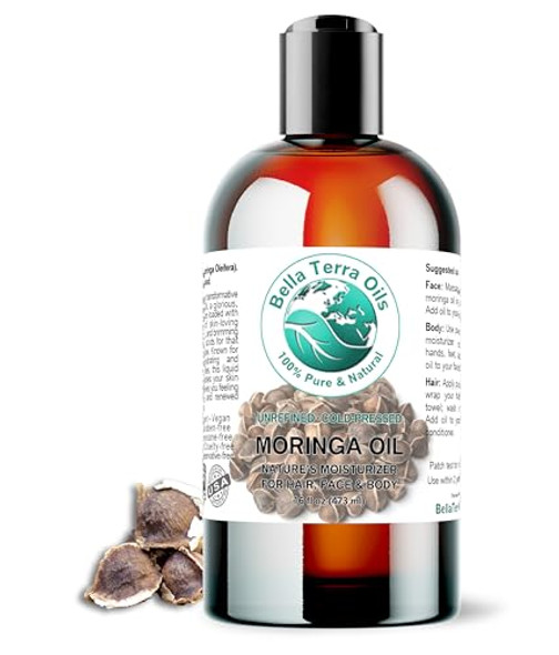 Bella Terra Oils - Organic Moringa Oil 16 Oz - Cold-Pressed Mastery Packed With Vitamins & Antioxidants Impeccable For Natural Skin Nourishment Bella Terra Oils - Organic Moringa Oil 16 Oz - Cold-Pressed Mastery Packed With Vitamins & Antioxidants Impeccable For Natural Skin Nourishment