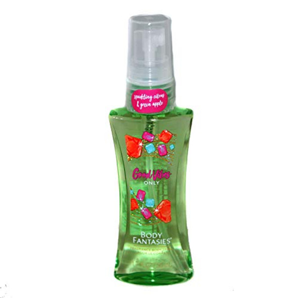Body Fantasies (1) Bottle Body Spray - Good Vibes Only Scent - Sparkling Citrus & Green Apple - Travel Size - 1.7 Fl Oz