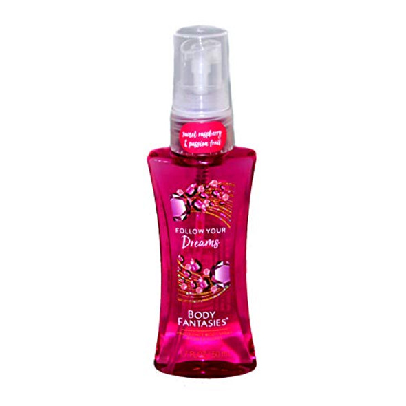 Body Fantasies (1) Bottle Body Spray - Follow Your Dreams Scent - Sweet Raspberry & Passion Fruit - Travel Size - 1.7 Fl Oz