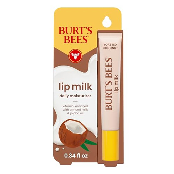 Burt’S Bees Lip Milk Daily Moisturizer For Lips Sweet Strawberry Vitamin Enriched Lip Balm With Almond Milk And Jojoba Oil Hydrating For Softer Lips 1 Tube 0.34 Fl Oz
