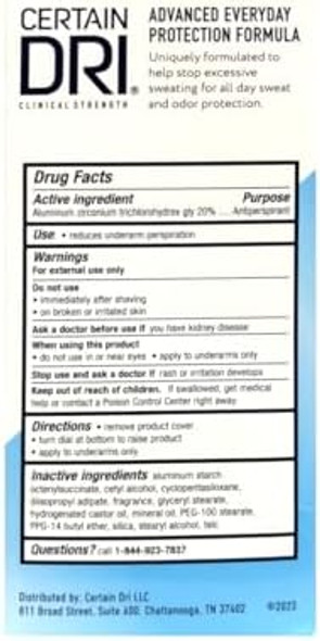 Certain Dri Everyday Strength Clinical Solid Antiperspirant/Deodorant Morning Fresh Fragrance 2.6 Oz Each (Pack Of 12)