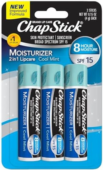 Chapstick Moisturizer 2-In-1 Lipcare Spf 15 Cool Mint 3-Pack – Sunscreen Lip Balm With Aloe Vera And Vitamin E 0.15 Ea Chapstick Moisturizer 2-In-1 Lipcare Spf 15 Cool Mint 3-Pack – Sunscreen Lip Balm With Aloe Vera And Vitamin E 0.15 Ea