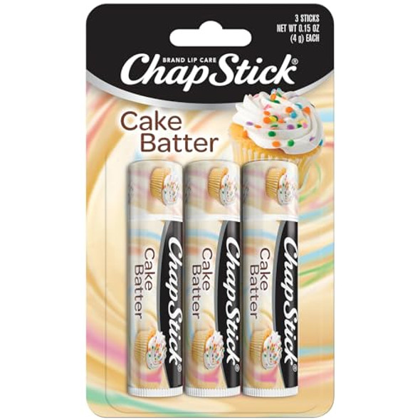 Chapstick Bulk Lip Balm Cake Batter 3-Pack – Sweet & Delicious Lip Moisturizer Birthday s Stocking Stuffers 0.15 Oz Ea