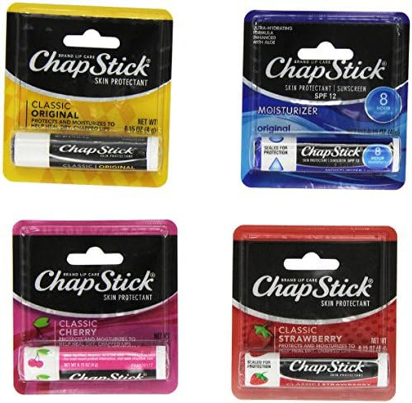Chap Stick Lip Balm Variety Pack Assorted Flavors Original Strawberry Moisturizer Cherry (Pack Of 13)