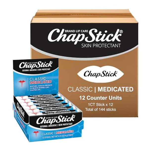 Chapstick Bulk Lip Balm Classic Medicated Tubes Lip Care Tubes 0.15 Oz 144 Ct Case
