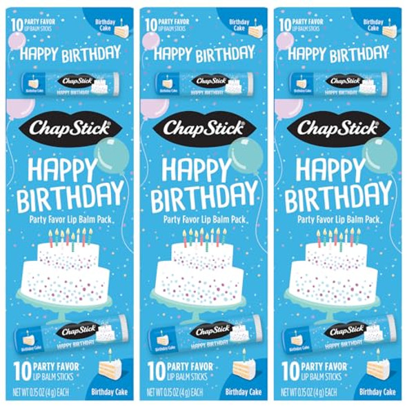 Chapstick Party Favors Happy Birthday Cake Lip Balm Packs (30 Sticks) – Sweet Creamy Vanilla Flavor Fun s For Teens & Adults 0.15 Oz Ea
