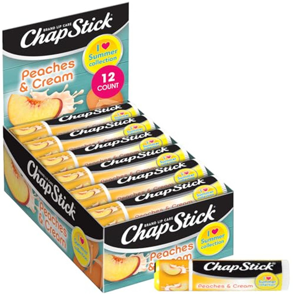 Chapstick Bulk Lip Balm Peaches & Cream 12-Pack – Juicy Sweet & Creamy Moisturizer For Dry Lips 0.15 Oz