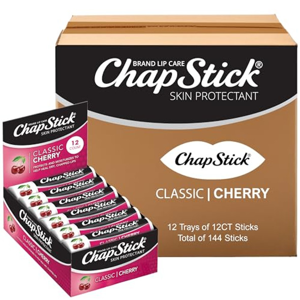 Chapstick Bulk Lip Balm Classic Cherry 144-Count – Lip Moisturizer For Dry Lips 0.15 Oz Ea