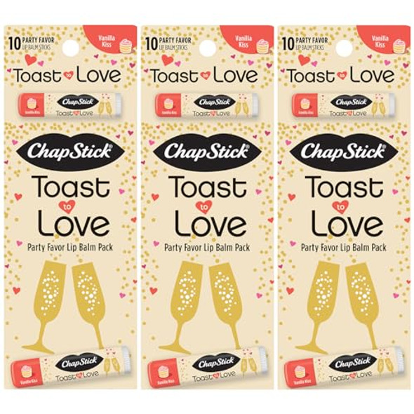 Chapstick Party Favors Toast To Love Lip Balm Packs (30 Sticks) Sweet Vanilla Kiss Small s For Bridal Shower & Engagement Parties 0.15 Oz Ea