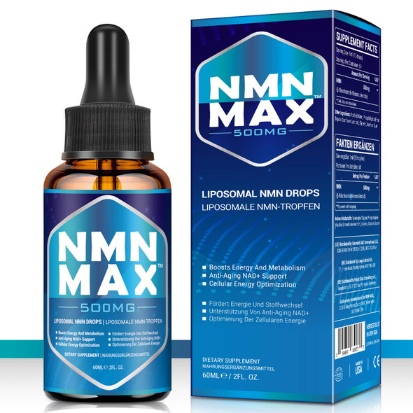 NMN MAX Liposomal NMN Drops™: 500mg Per Dropper,Nicotinamide Mononucleotide- NAD+ Energy Booster& Anti-Aging&Antioxidant, Restore Energy Dietary Supplement(1 Bottle)