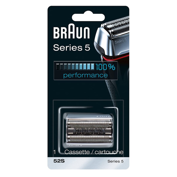 Braun Series 5 52S Shavers Replacement Foil and Trimmer Head Cassette with Ultra-Active-Lift Middle Trimmer and CrossHair Designed Foil, Silver