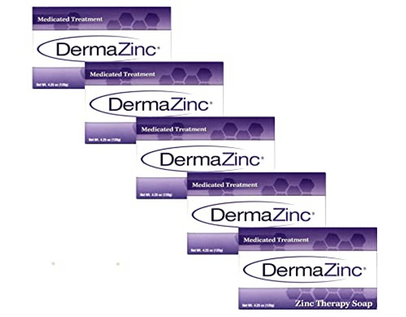 Dermalogix Dermazinc Zinc Therapy Soap Medicated Treatment - 5 Bars Larger Size By Dermazinc