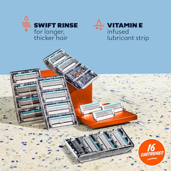 Dollar Shave Club 4 Blade Razor Refills (8 Pack) Swift Rinse Blades For Longer And Thicker Hair