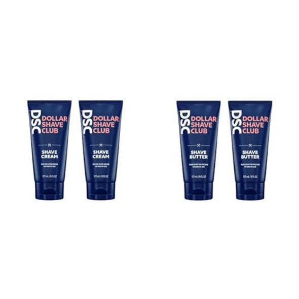 Dollar Shave Club Shave Cream 2-Pack And Shave Butter 2-Pack For Sensitive Skin Designed For Smooth Glide To Help Fight Razor Bumps