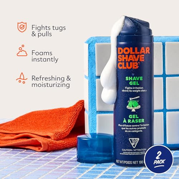 Dollar Shave Club Shave Gel 6.7 Ounce (2 Pack) Moisturizing Shaving Gel For Sensitive Skin