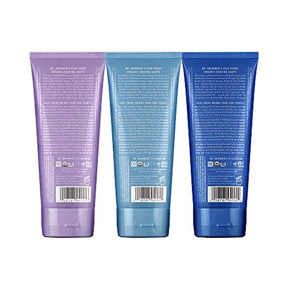 Dr. Bronner'S - Organic Shaving Soap (7 Oz Variety Pack) Lavender Baby Unscented & Peppermint - Organic Sugar & Shikakai Powder Moisturizes Use On Face Underarms & Legs 3 Count