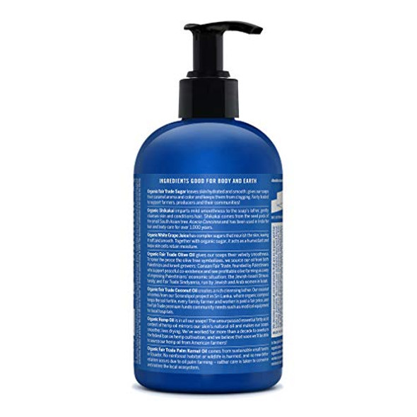 Dr. Bronner'S - Organic Sugar Soap (Peppermint 12 Oz) - Made With Organic Oils Sugar & Shikakai Powder 4-In-1 Uses: Hands Body Face & Hair Cleanses Moisturizes & Nourishes Vegan Non-Gmo