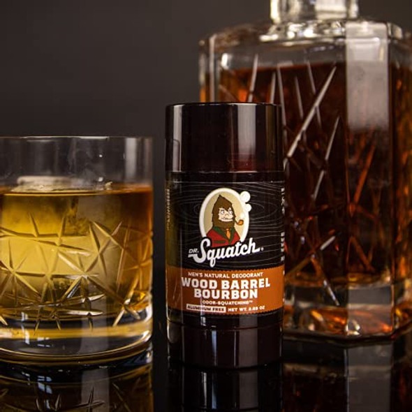 Dr. Squatch Natural Deodorant For Men – Odor-Squatching Men'S Deodorant Aluminum - Wood Barrel Bourbon 2.65 Oz (1 Pack)