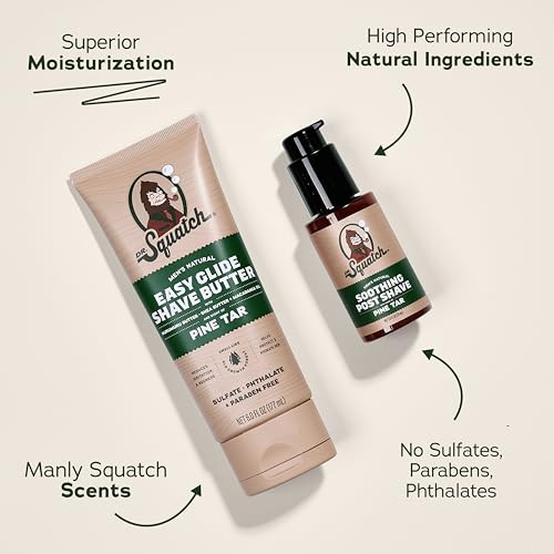 Dr. Squatch Wood Barrel Bourbon Smooth Shave Bundle - Easy Glide Butter + Soothing Post Shave - Natural Ingredients - Manly Fragrance - Moisturizing
