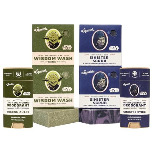Dr. Squatch Star Wars Bundle - Natural 4 Soap And 2 Deodorant Set - Wisdom Wash Wisdom Guard Sinister Scrub Sinister Sticc
