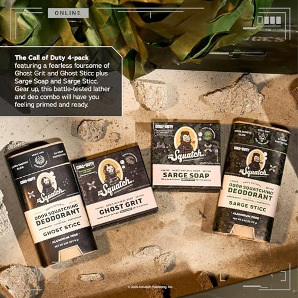Dr. Squatch Call Of Duty Bundle - Men'S Natural 2 Soap And 2 Deodorant Set - Cold Process With No Harsh Chemicals - Ghost Grit Sarge Soap Ghost Sticc Sarge Sticc