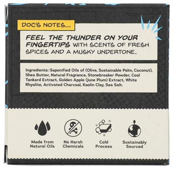 Dr. Squatch All Natural Divine Storm Limted Edition Men'S Bar Soap With Medium Grit Marvel Thor Stonebreaker Made From Natural Oils Black