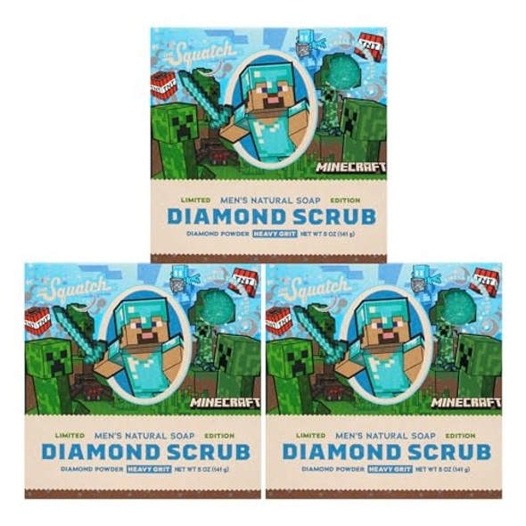 Dr. Squatch Minecraft Collection - Natural 3 Soap Set - Cold Process Soap With No Harsh Chemicals - Smells Like Quest For Survival - Diamond Scrub Dr. Squatch Minecraft Collection - Natural 3 Soap Set - Cold Process Soap With No Harsh Chemicals - Smells Like Quest For Survival - Diamond Scrub