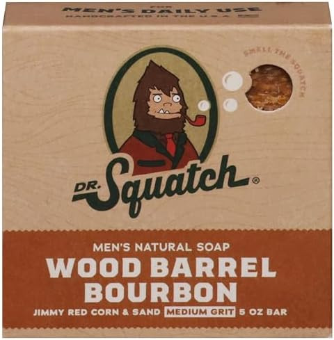 Dr. Squatch All Natural Bar Soap For Men With Medium Grit Wood Barrel Bourbon 5 Ounce (Pack Of 1)