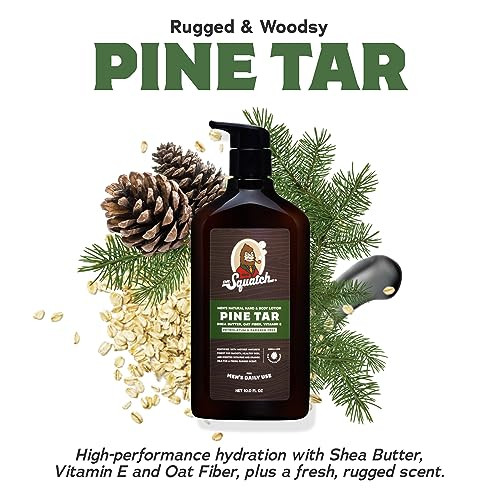 Dr. Squatch Natural Hand And Body Lotion For Men - Made With Shea Butter Coconut Oil Vitamin E For 24-Hr Moisturization - Pine Tar & Fresh Falls (10 Fl Oz 2-Pack)
