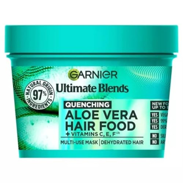Garnier Hair Food Multi-Use Hair Treatment Mask 8X More Hydration Ideal For Dehydrated Hair No Silicones Vegan Formula Aloe Vera Ultimate Blends 400Ml