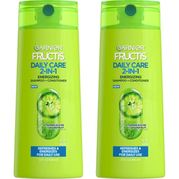 Garnier Fructis Fortifying 2-In-1 Shampoo And Conditioner For Stronger-Looking Hair With Touchable Softness Daily Hair Care For Men And Women Vegan Paraben- 22 Fl Oz 2 Count