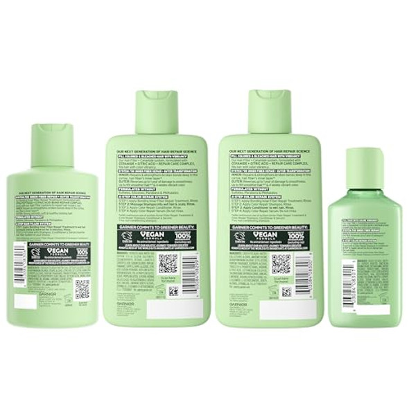 Garnier Fructis Hair Filler Bonding Pre Shampoo Hair Treatment + Color Repair Shampoo And Conditioner + Serum Set With Ceramide 4 Items 1 Kit