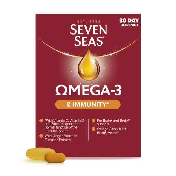 Seven Seas Omega-3 Fish Oil and Immunity  with Vitamin C Vitamin D and Zinc 30 day DUO pack 30 capsules + 30 tablets
