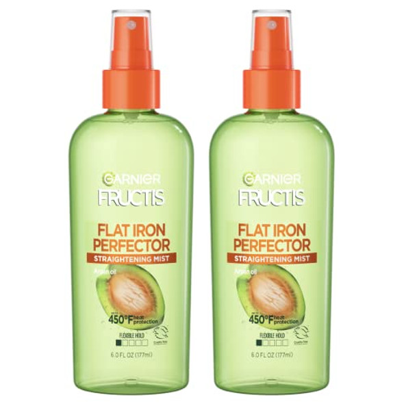 Garnier Fructis Style Flat Iron Perfector Straightening Mist For Heat Protection Argan Oil 6.0 Fl Oz 3 Count (Packaging May Vary)