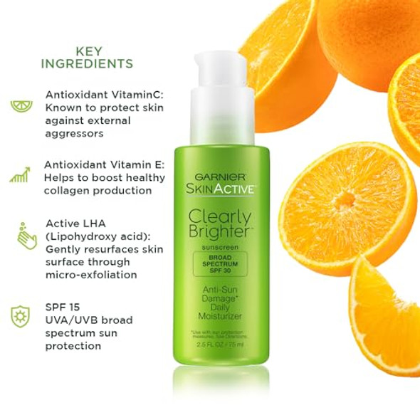 Garnier Skinactive Clearly Brighter Spf 30 Face Moisturizer With Vitamin C 2.5 Fl Oz (75Ml) 1 Count (Packaging May Vary)