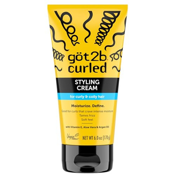 Göt2B Curled Styling Cream 6Oz For Type 3-4 Curly & Coily Hair Good For Curls That Crave Intense Moisture Tames Frizz Soft Feel
