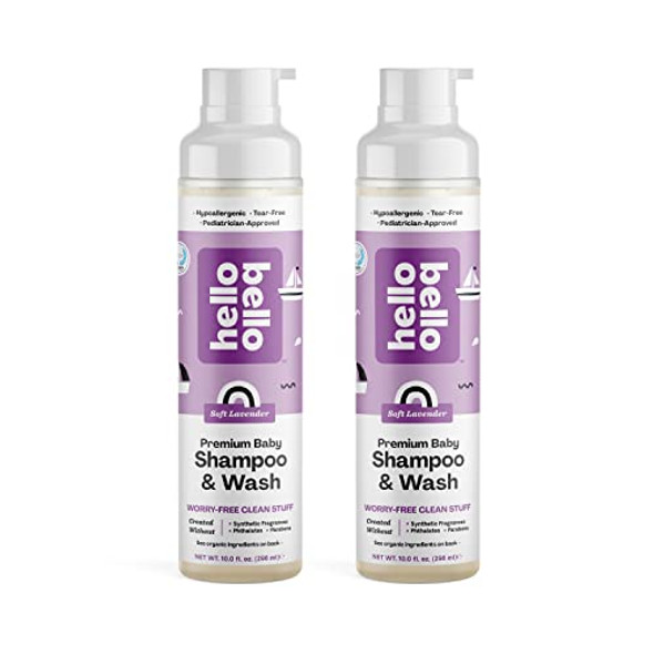 Hello Bello Extra Gentle Shampoo & Body Wash I Tear Hypoallergenic And Pediatrician Tested Plant Based Formula For Babies And Kids I Lavender Scent I 20 Fl Oz (2 Packs Of 10Oz)