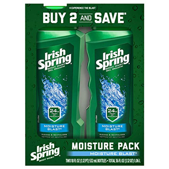 Irish Spring Moisturizing Men'S Body Wash Shower Gel Moisture Blast - 18 Fluid Ounce (2 Pack)
