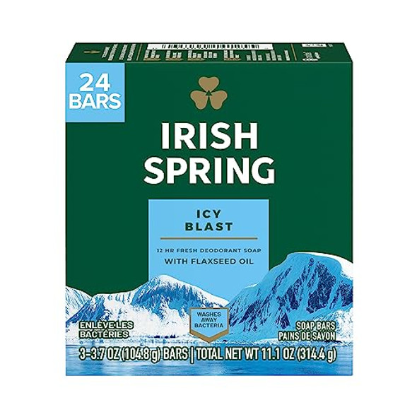 Irish Spring Original And Icy Blast Bar Soap Bundles 3.7 Ounce Bars Packs Of 8 And 24